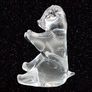Konstglas Ronneby Sweden Crystal Clear‎ Glass Bear Figurine Paperweight Vintage